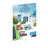 Бумага для акварели А4, 10 листов, блок 180 г/м&sup2;, ErichKrause "Черничный бульвар", 100% белизна, в картонной папке