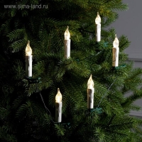 Гирлянда &laquo;Нить&raquo; 10 м с насадками &laquo;Свечи на прищепке&raquo;, IP20, тёмная нить, 50 LED, свечение тёплое белое, 220 В