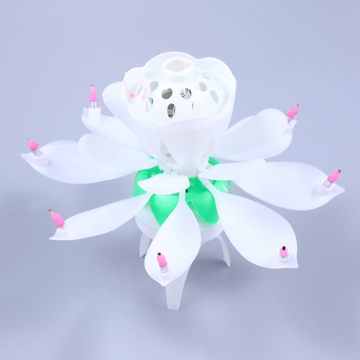 Свеча для торта музыкальная "Тюльпан", крутящаяся, белая, 14,5&times;6 см