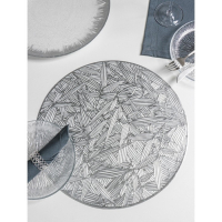 Салфетки сервировочные на стол Доляна &laquo;Листья&raquo;, d=38 см, 4 шт, цвет серебряный