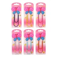 Закладка-скрепка большая, 11 см, "Бабочка", МИКС