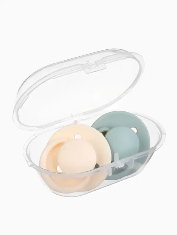 Набор классических пустышек, 2 шт., латекс, айвори/зелёный, в контейнере, от 6 мес., M&B