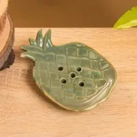 Мыльница "Ананас" керамика, цв. зелёно-коричневый, 13,5х9х2 см