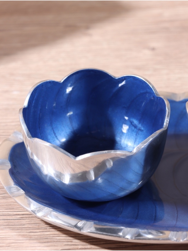 Менажница "Кувшинки" (набор 2 шт) 10х10х5 см, на подносе, алюминий