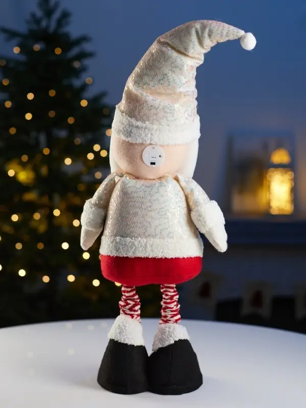 Фигура текстиль &laquo;Дед Мороз&raquo; 55-84 см, телеск-е ножки, 1LED, LR1130х3 (в компл.), Т/БЕЛЫЙ