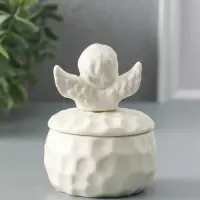 Шкатулка керамика "Ангелочек" белая 8х8х10,5 см