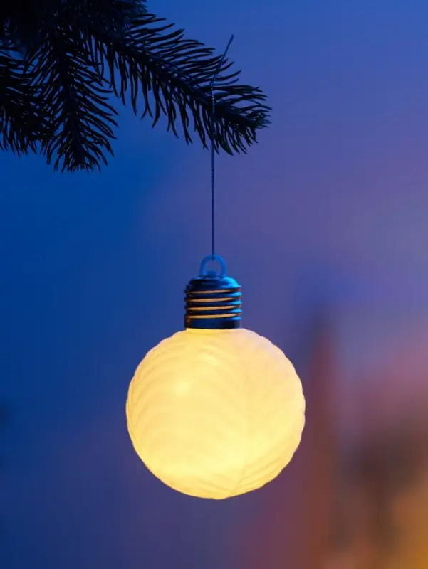 Елочный шар "Белый бархат" 8 см, 1 LED, LR44x3 (в компл.), Т/БЕЛЫЙ