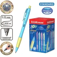 Ручка шариковая автоматическая ErichKrause JOY Pastel, узел 0.7 мм, чернила синие, супермягкое письмо, длина линии письма 1300 метров, МИКС