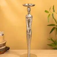 Подсвечник "Цивилизация" 13х13х 41 см, алюминий, цв. серебро