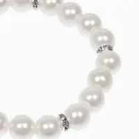 Набор детский &laquo;Выбражулька&raquo; 2 предмета: бусы, браслет d=6 см. жемчуг, белый в серебре