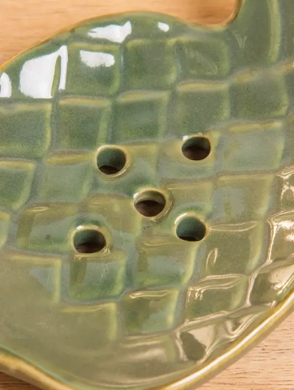 Мыльница "Ананас" керамика, цв. зелёно-коричневый, 13,5х9х2 см