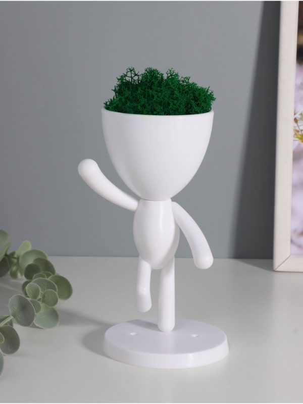 Кашпо пластиковое "Мистер Грин" 16*10*8,5 см белый