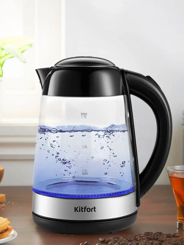 Чайник электрический стеклянный с подсветкой КТ-6125 - 1.7 л
