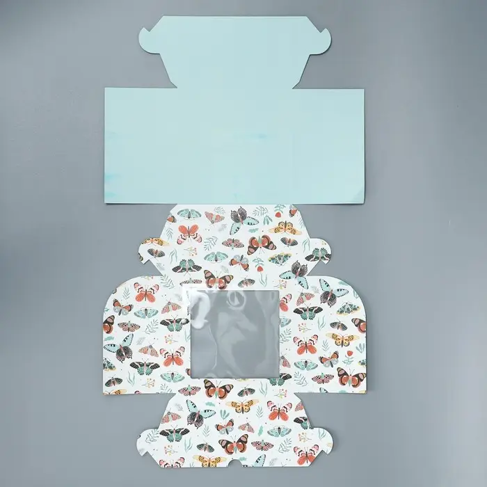 Коробка для капкейков, кондитерская упаковка двухсторонняя, 4 ячейки &laquo;Бабочки&raquo;, 16 х 16 х 10 см