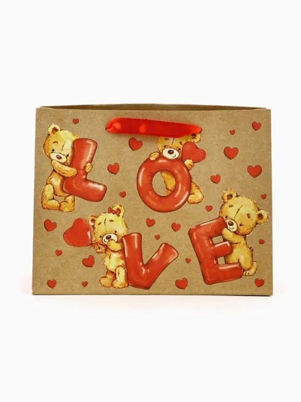 Пакет подарочный крафтовый &laquo;Любовь&raquo;, MS 18 х 10 х 23 см