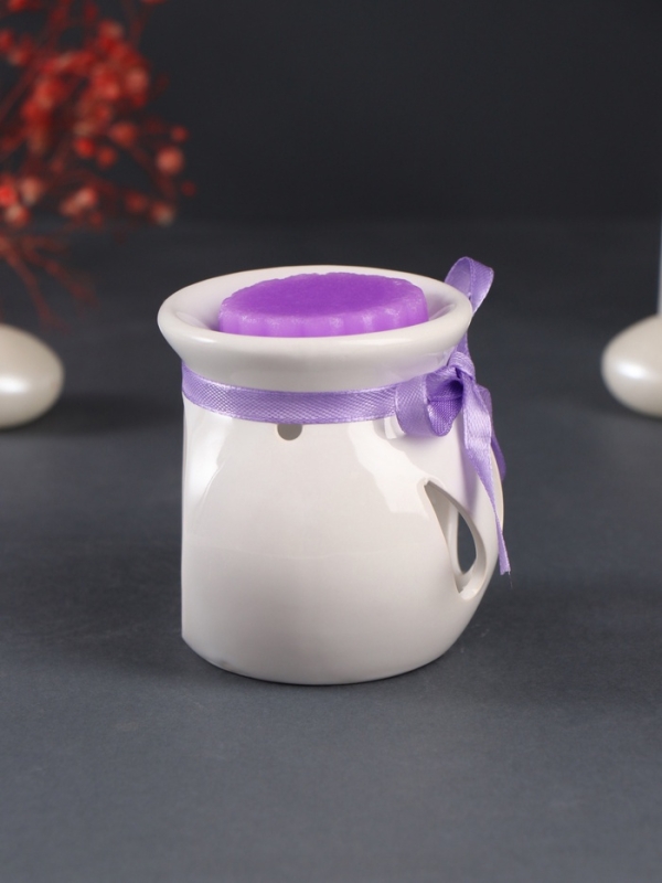 Набор: аромалампа для эфирных масел, мелтсы из воска ароматические &laquo;Лаванда&raquo;, сиреневая, 6.5&times;6.2&times;7.5 см