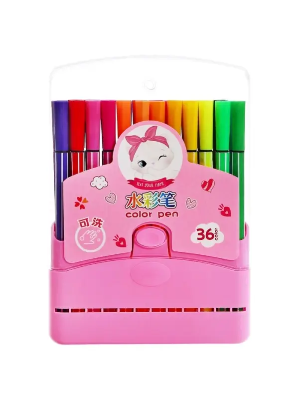 Фломастеры, 36 цветов, в пластиковом пенале, вентилируемый колпачок, МИКС