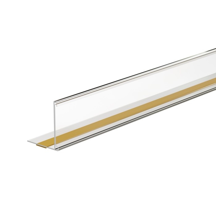 Ценникодержатель полочный самоклеящийся с ограничителем, 1000 мм., цвет прозрачный