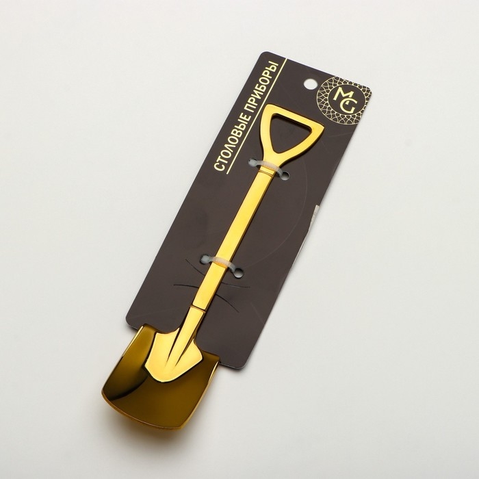 Ложка десертная из нержавеющей стали Magistro &laquo;Лопата&raquo;, длина 15,5 см, форма прямоугольная, цвет золотой