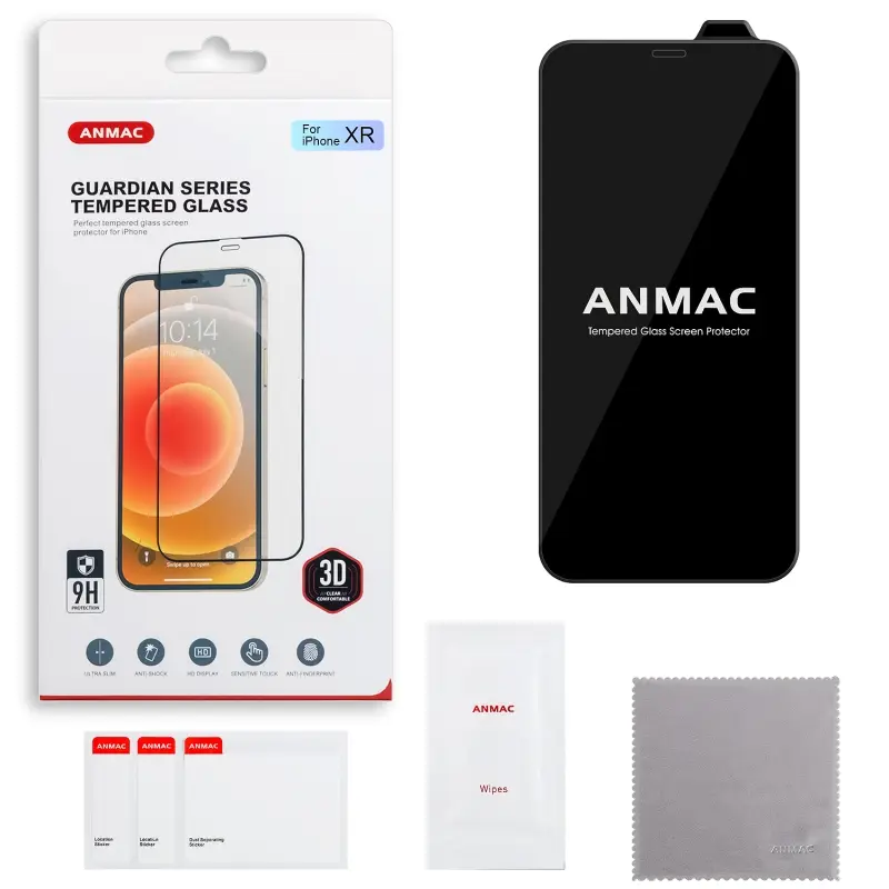 Защитное стекло iPh XR 3D ANMAC черное Арт.1137123