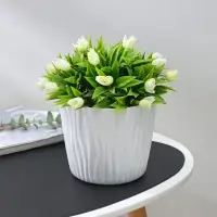 Кашпо для цветов со вставкой &laquo;Волна&raquo;, 2 л, d=16 см, h=13,5 см, цвет белый