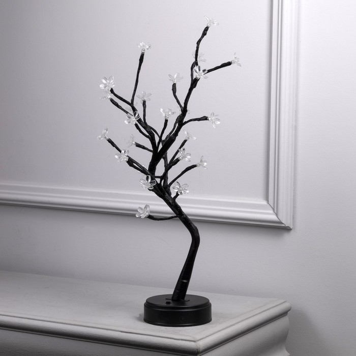 Светодиодный куст &laquo;Цветы&raquo; 45 см, 24 LED, постоянное свечение, батарейки ААх3 (не в комплекте), USB, свечение тёплое белое