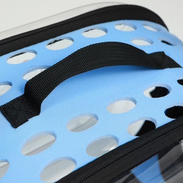 Переноска для животных прозрачная, 42*32*28 см, голубая Переноска для животных прозрачная, 42*32*28 см, голубая