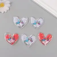 Шейкер для творчества PVC "Сердце с единорогом" с глиттером МИКС 4,5х5 см