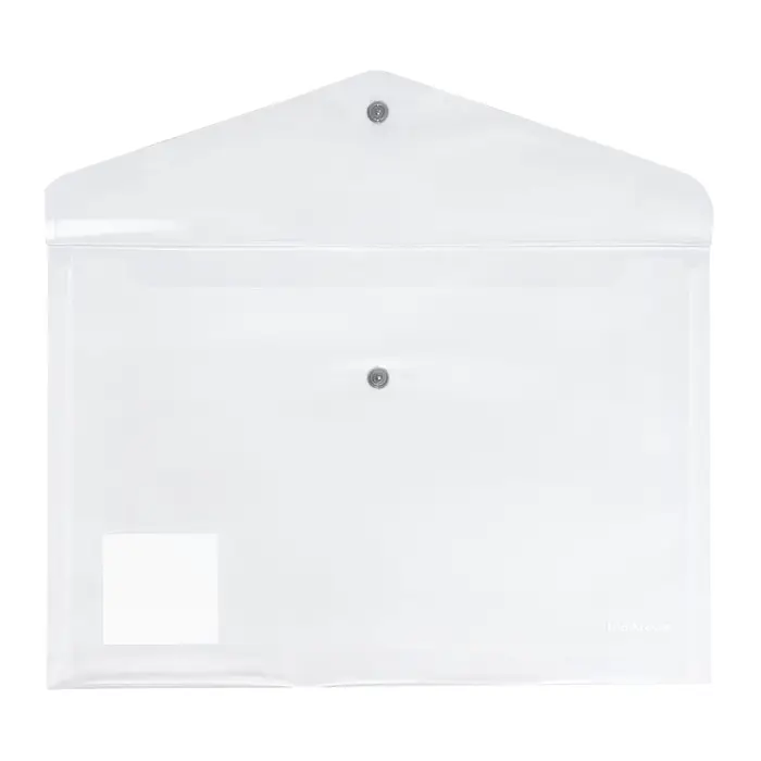 Папка-конверт на кнопке А4, 160 мкм, ErichKrause Glossy Clear, глянцевая, с цветной кнопкой, прозрачная, микс