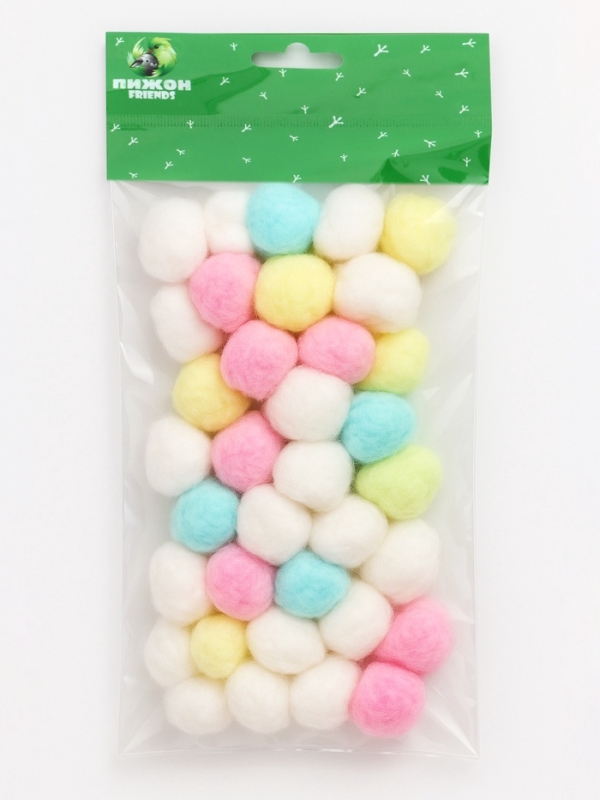 Наполнитель хлопковый для грызунов, разноцветный, 50 шариков