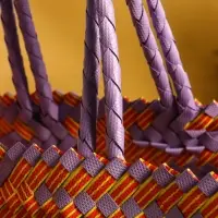 Сумка плетёная, 30&times;15&times;45 см, пластик, сиренево-жёлтая