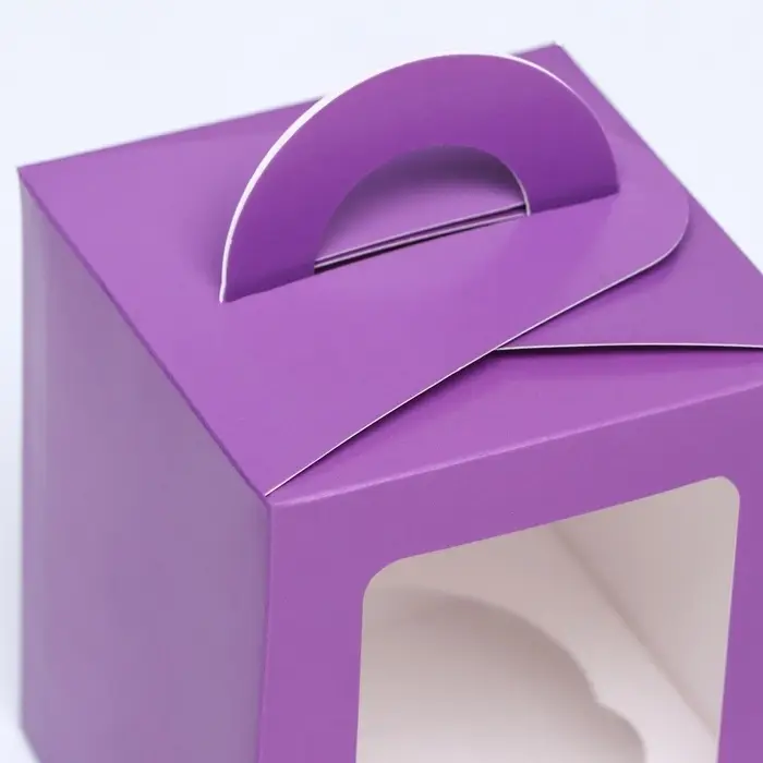 Коробка для 1 капкейк с окном, сиреневая, 9.2&times;9.2&times;11.1 см