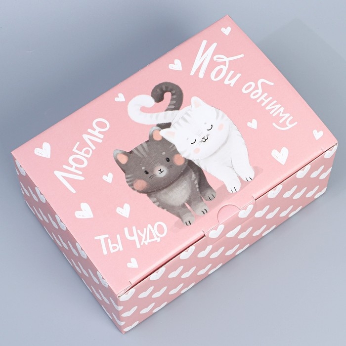 Коробка подарочная сборная, упаковка, &laquo;Иди обниму&raquo;, 22 х 15 х 10 см