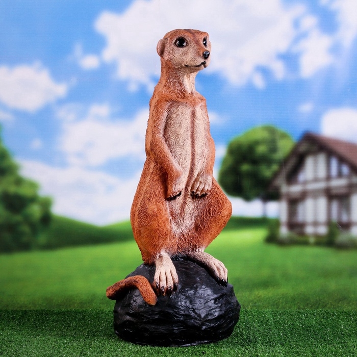 Садовая фигура из полистоуна &laquo;Большой сурикат на камне&raquo;, 60&times;24&times;22 см