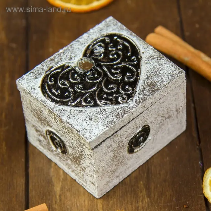 Шкатулка "Сердце" 7х6х5 см, МДФ