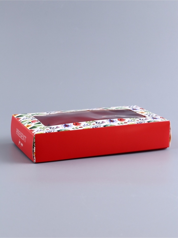 Коробка складная для 8 конфет "Презент", 9,8 х 17,7 х 3,5 см. Кондитерская упаковка