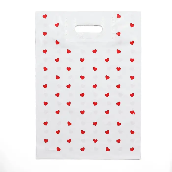 Пакет полиэтиленовый с вырубной усиленной ручкой, &laquo;Сердечки&raquo; 30&times;40 см, 50 мкм