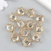 Декор для творчества металл "Многогранник" объёмный золото, кристалл 1,8х1,8 см