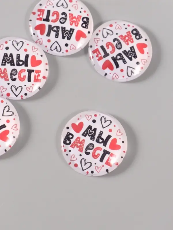 Кабошон стекло для творчества "Круг. Мы вместе" 3х3 см