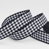 Лента декоративная &laquo;Гусиная лапка&raquo;, 25 мм, 9 &plusmn; 0,5 м, цвет чёрный/белый №002