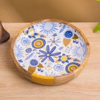 Блюдо "Васильки" дерево манго 25х25х4,5 см