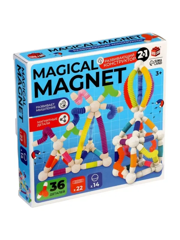 Конструктор магнитный "Развивающие трубы", 36 деталей