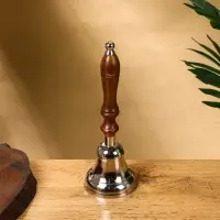 Колокольчик "Серебряный звон" алюминий, с деревянной ручкой 8х8х24 см