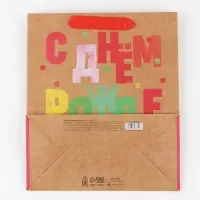 Пакет подарочный крафтовый, упаковка, &laquo;С ДР&raquo;, ML 23 х 27 х 11.5 см