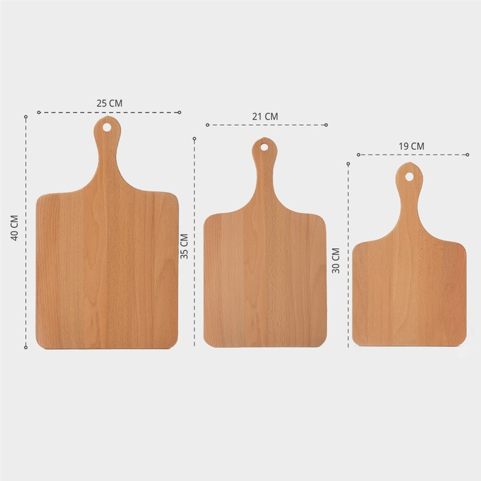 Нaбор досок разделочных нa подстaвке Adelica, 3 шт: 30&times;19 см, 35&times;21 см, 40&times;25 см, мaссив букa