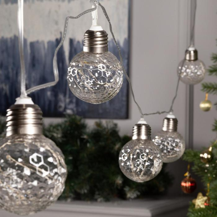 Гирлянда &laquo;Нить&raquo; 3 м с насадками &laquo;Лампочки шары&raquo;, IP20, прозрачная нить, 80 LED, свечение мульти, 8 режимов, 220 В