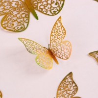 Набор топперов &laquo;Бабочки&raquo;, 12 штук, голография, цвет золото