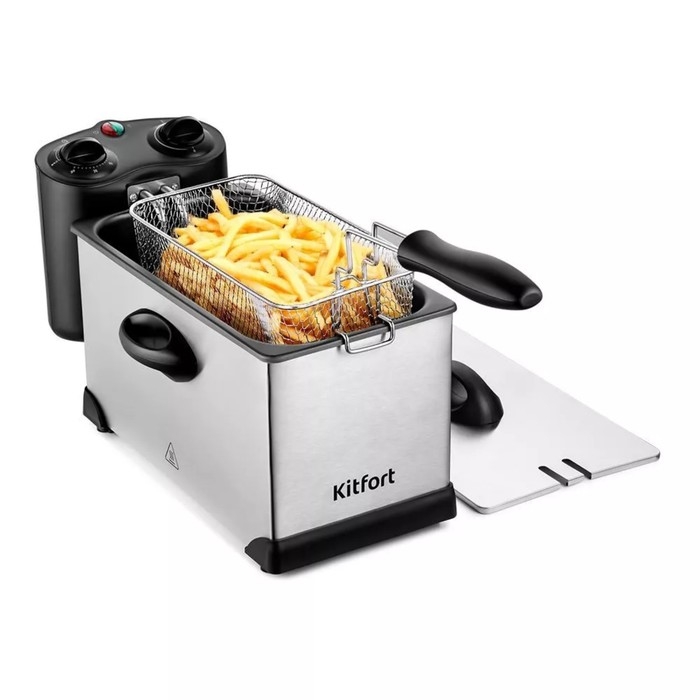 Фритюрница Kitfort KT-4052, 2000 Вт, 6 л, корзины 2 л, 130-190 &deg;C, серо-чёрная