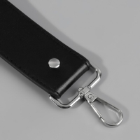 Ручка для сумки, с карабинами, 35 &plusmn; 1 см &times; 3,5 см, цвет чёрный/серебряный