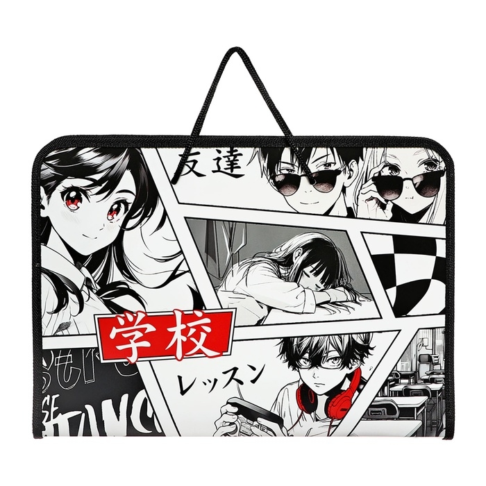 Папка для труда А4, с ручками, молния вокруг, пластиковая, Calligrata